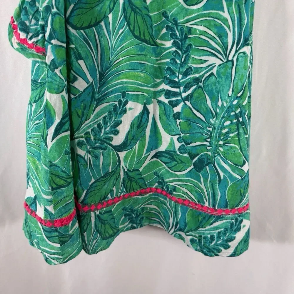 Tommy Bahama Dress Toddler Girls 2T Green Pink Palm Print Sleeveless